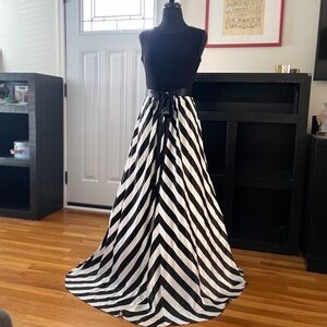 Flowy Black and White Striped Gown